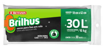 BRILHUS SACO PARA LIXO 30L ROLO 30UNID