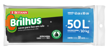 BRILHUS SACO PARA LIXO 50L ROLO 30 UNID