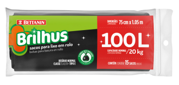 BRILHUS SACO PARA LIXO 100L ROLO 15UNID