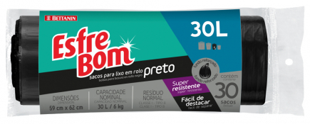 ESFREBOM SACO PARA LIXO 30 L PRETO RL 30UNID