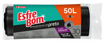 ESFREBOM SACO PARA LIXO 50L PRETO RL 30UNID