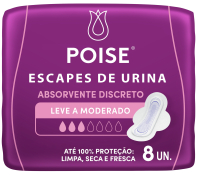 ABSORVENTE POISE DISCRETO COM ABAS C/8 UNID,