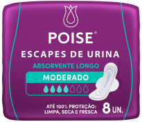 ABSORVENTE POISE LONGO REGULAR C/ABAS C/8 UNID.