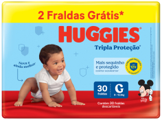 FRALDA HUGGIES TRIPLA PROTECAO G PROMO L30P28 MEGUINHA