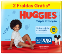 FRALDA HUGGIES RAPIDA ABSORCAO XXG PROMO L26P24 MEGUINHA