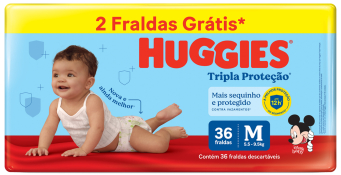FRALDA HUGGIES RAPIDA ABSORCAO M PROMO L36P34 MEGUINHA