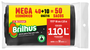 BRILHUS SACO P/ LIXO 110L *ROLO* MEGA 50 UNID.