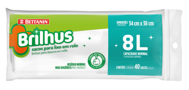 BRILHUS SACO PARA LIXO 08L ROLO 40 UNID