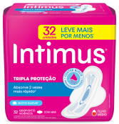 INTIMUS ABSORVENTES TRIPLA PROTECAO COBERTURA SUAVE C/ABAS 32 UNID