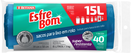SACO LIXO ESFREBOM 15 LT *ROLO* AZUL