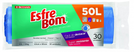 SACO LIXO ESFREBOM 50 LT *ROLO* AZUL