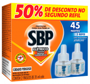 SBP REPELENTE LIQ. 45 NOITES 2 REFIS 35ML 50% DESC 2 REFIL