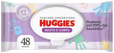 TOALHA UMEDECIDA HUGGIES ROSTO E CORPO 48 UNID.